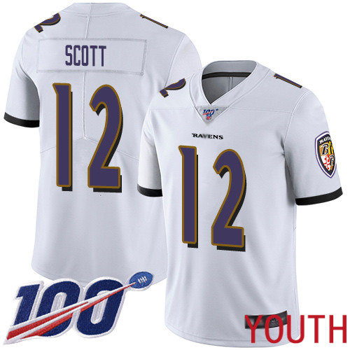 Baltimore Ravens Limited White Youth Jaleel Scott Road Jersey NFL Football #12 100th Season Vapor Untouchable->women nfl jersey->Women Jersey